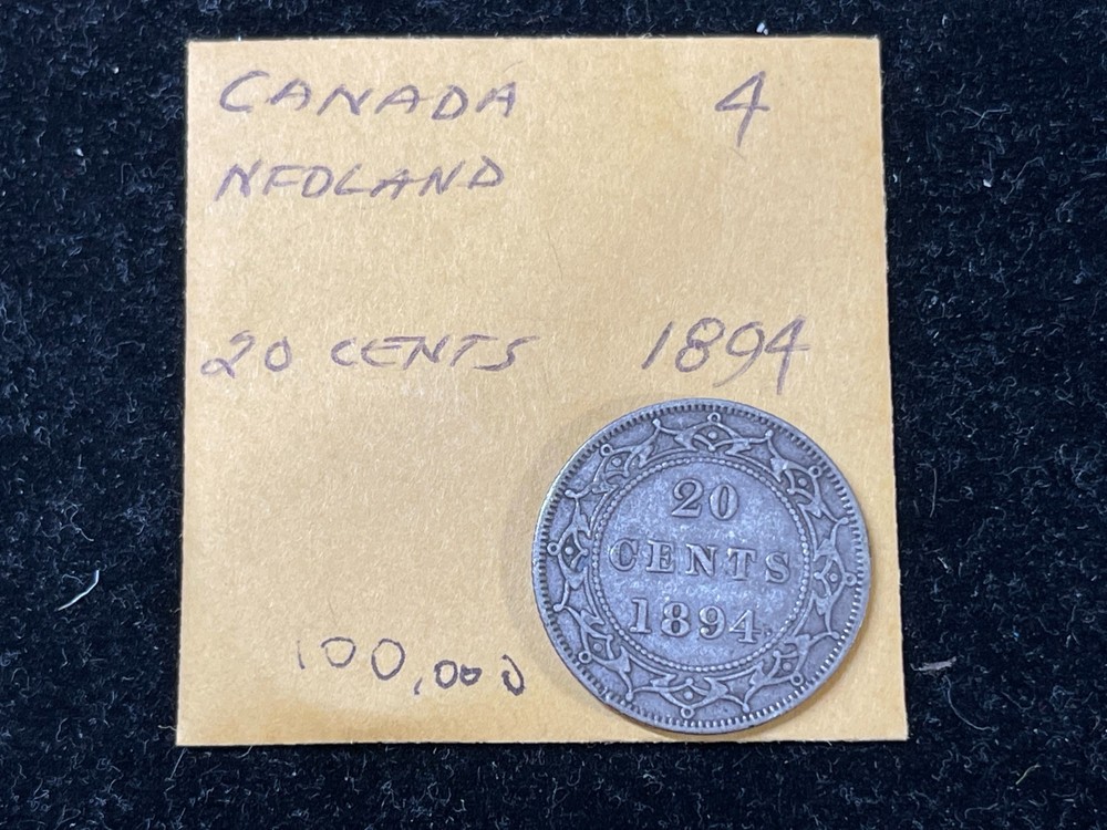 1894 Canada Newfoundland 20 Cents High Grade High Value