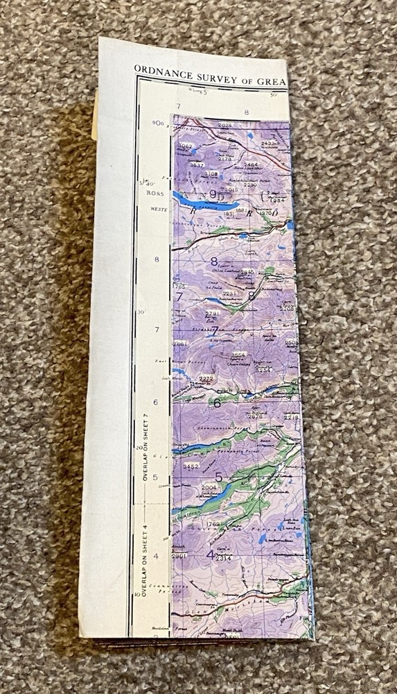 World War II Eastern Highlands Scotland War Office 1943 Pilot Navigation Map