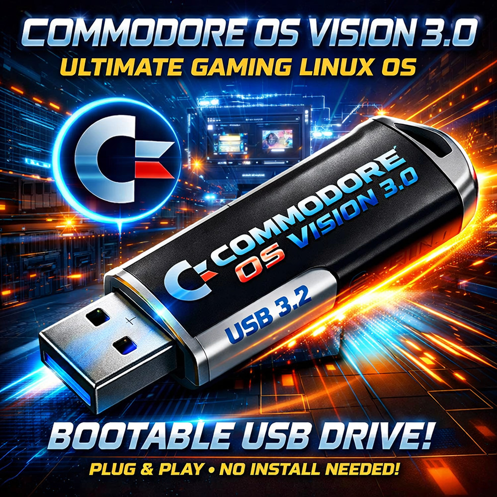 Commodore OS Vision 3.0 | Bootable USB Install | Linux Gaming OS