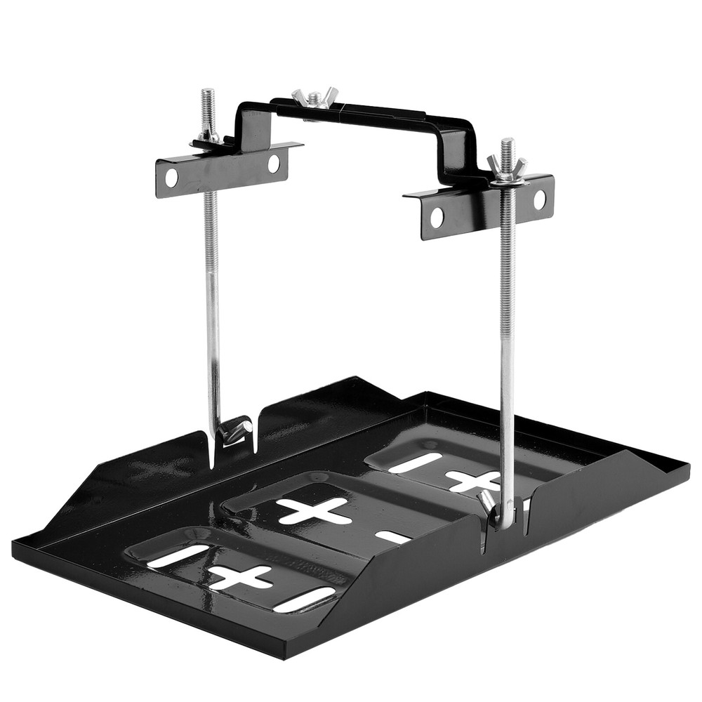 Adjustable Car Battery Tray +Hold Battery Storage Holder Down Clamp Bracket Kits