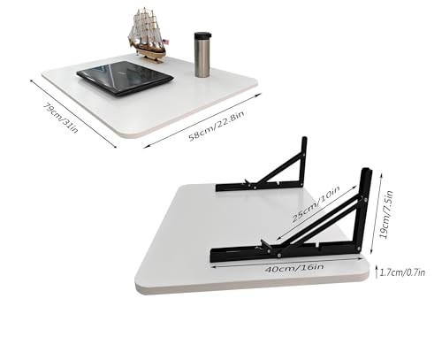 31 "x22.8 Wall Mounted Folding Table with Foldable Bracket, Suitable for White