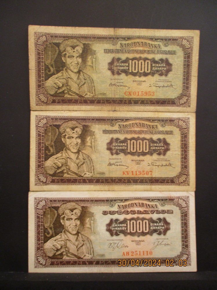 YUGOSLAVIA CURRENCY DATED 1955-1965