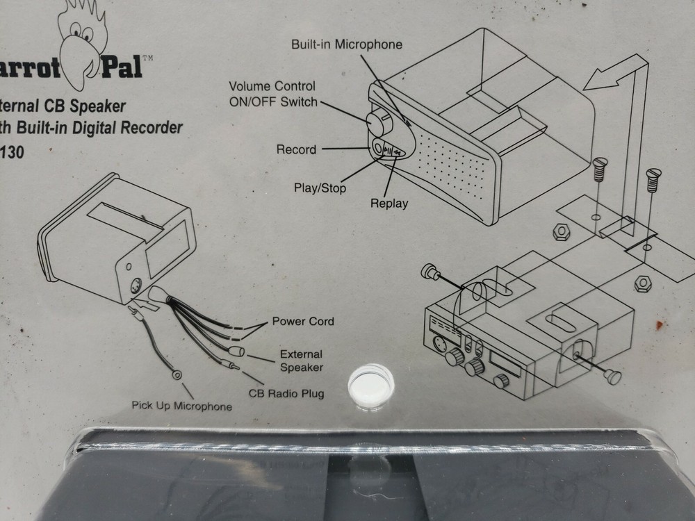 Parrot Pal External Speaker CB w Built in Recorder Record Notes Directions