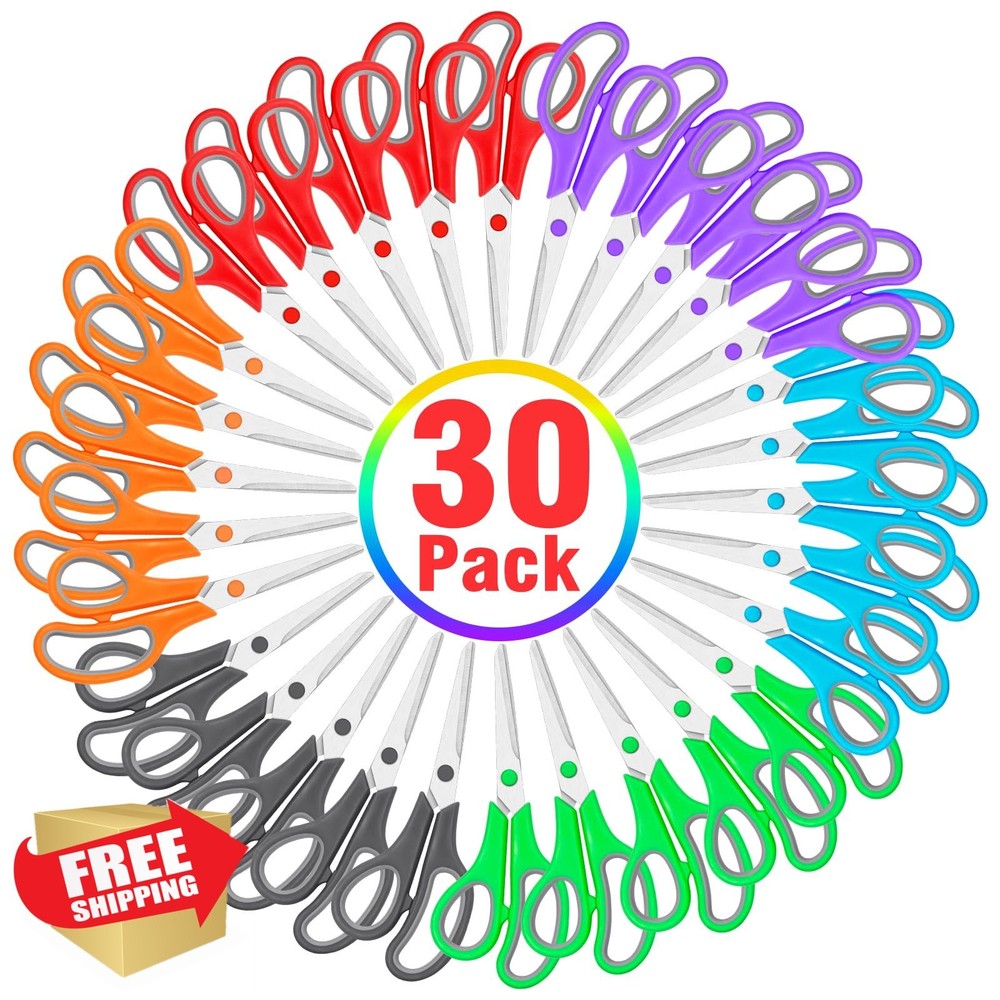 30 Pack Scissors Bulk, 8 Inch Sharp Scissors All Purpose for Office School Cl...