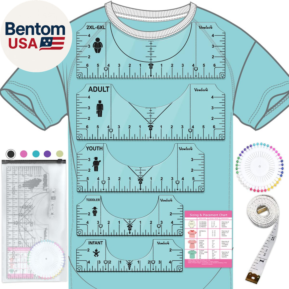 T-Shirt Ruler for Precise Alignment, Center & Left Chest Placement Tool for Shir