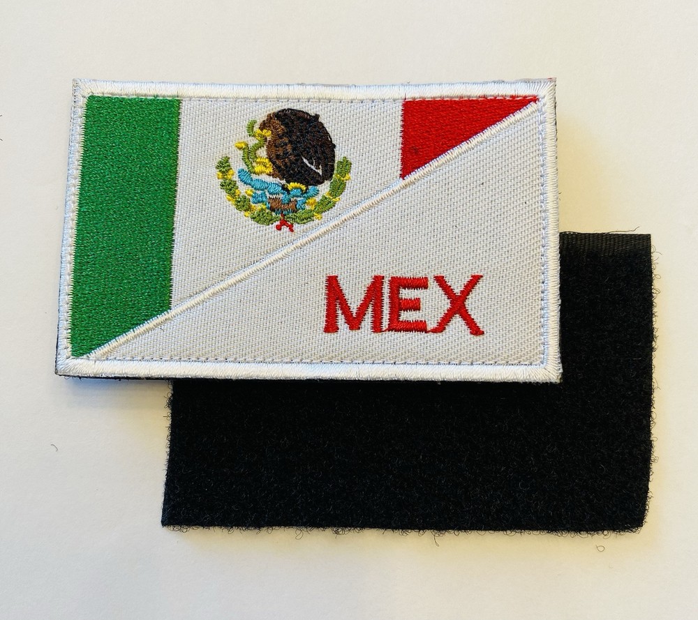 MEXICO MEX SPLIT FLAG MORALE TACTICAL HOOK & LOOP EMBROIDERED PATCH