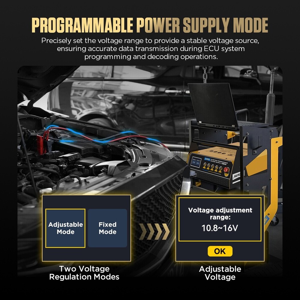 ECU Flash Reprogramming Power Supply Car Battery Charger with Rolling Tool Cart