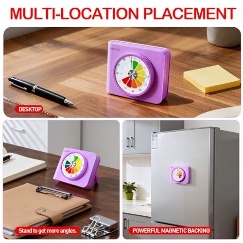Secura Visual Timer for Kids – 60-Minute Classroom Countdown Timer with Purple