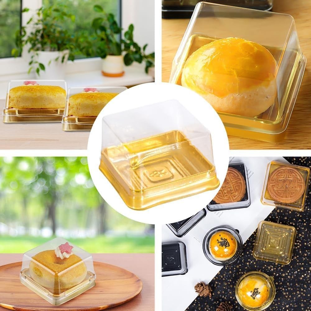 Clear Plastic Mini Cake Boxes, Square Cupcake Holders, Mini Dessert Packaging wi