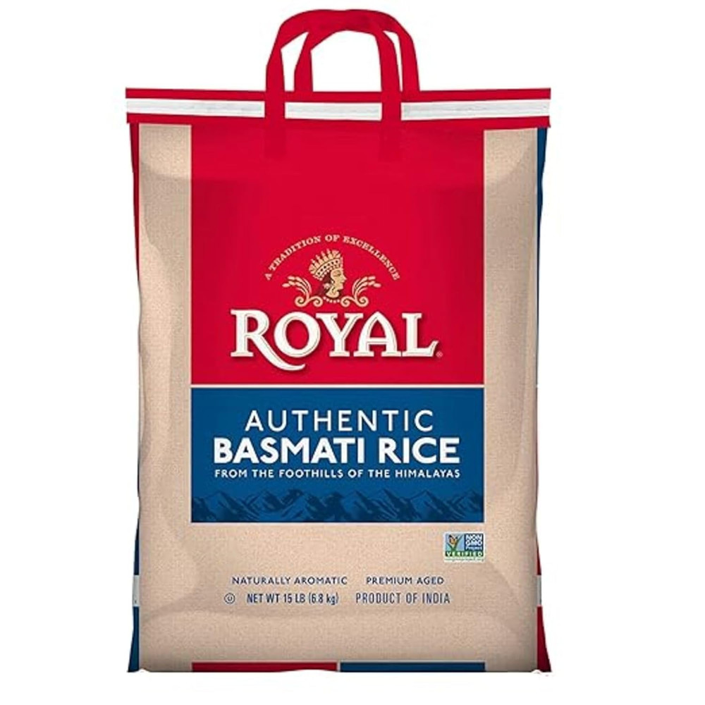 - Naturally Aged Authentic Long Grain Indian White Basmati Rice - 15 Lbs