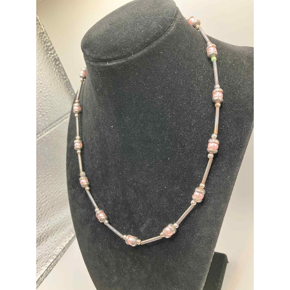 Faux Pink Pearl Snake Chain Necklace!