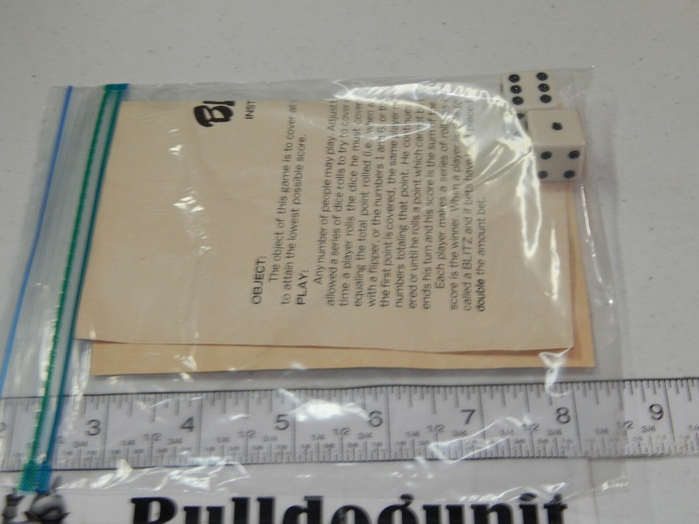 1974 Vintage Blitz Board Game Replacement Manual & Dice Only Reiss
