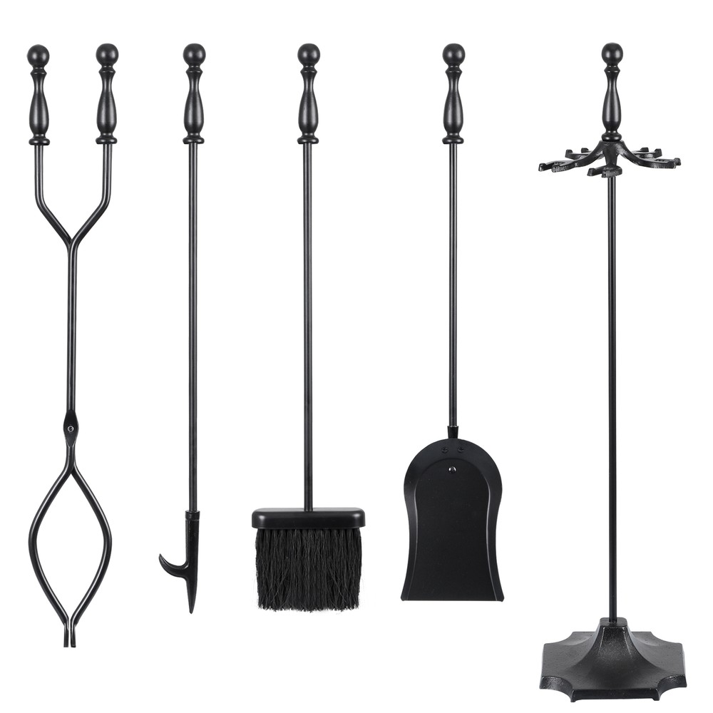 Fireplace Tools Set 5PCS 30.7"H Wrought Iron Fireside Large Fire Place Tool Sets