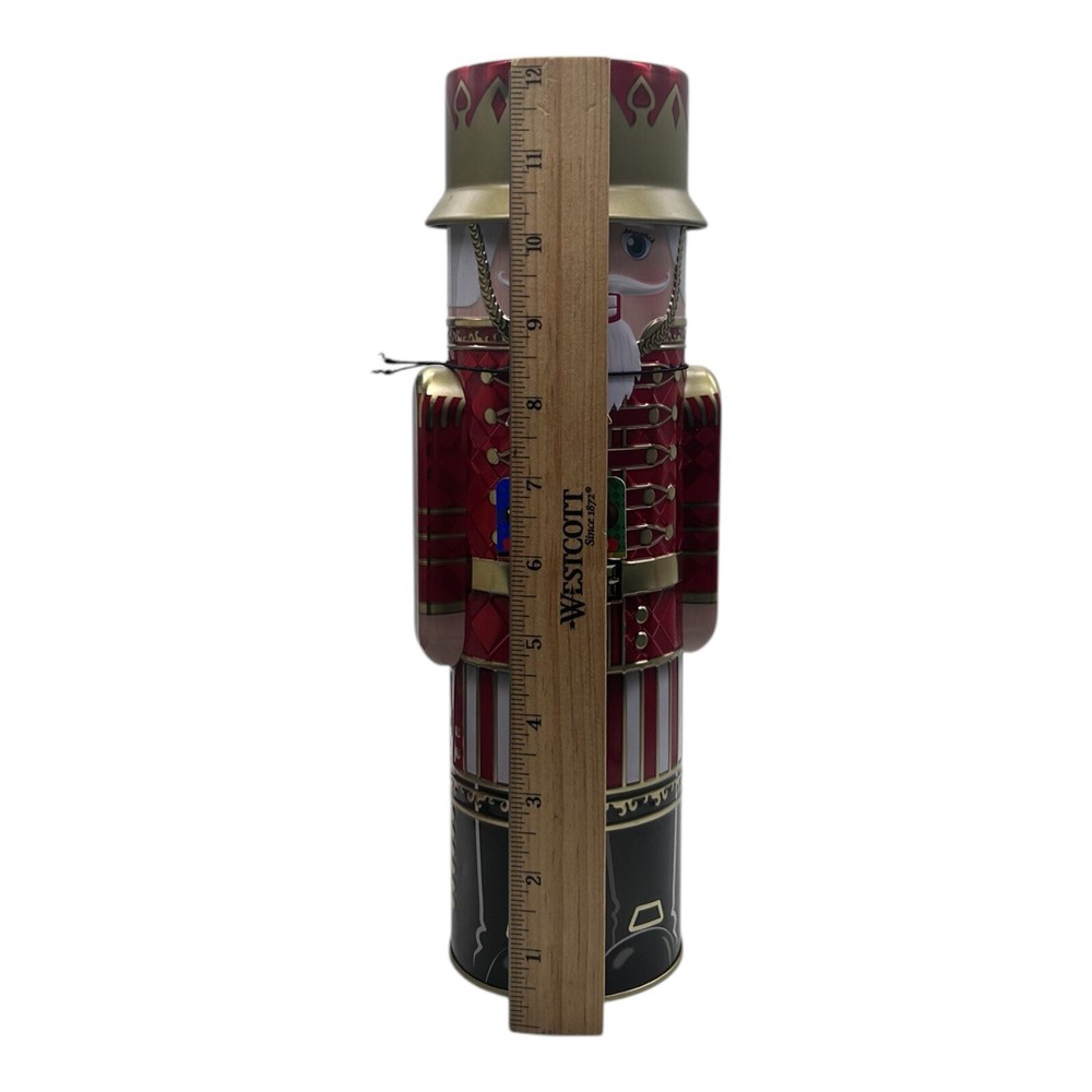 Nutcracker EMPTY Tin 12" The Silver Crane Co Red Gold White Black CLEAN