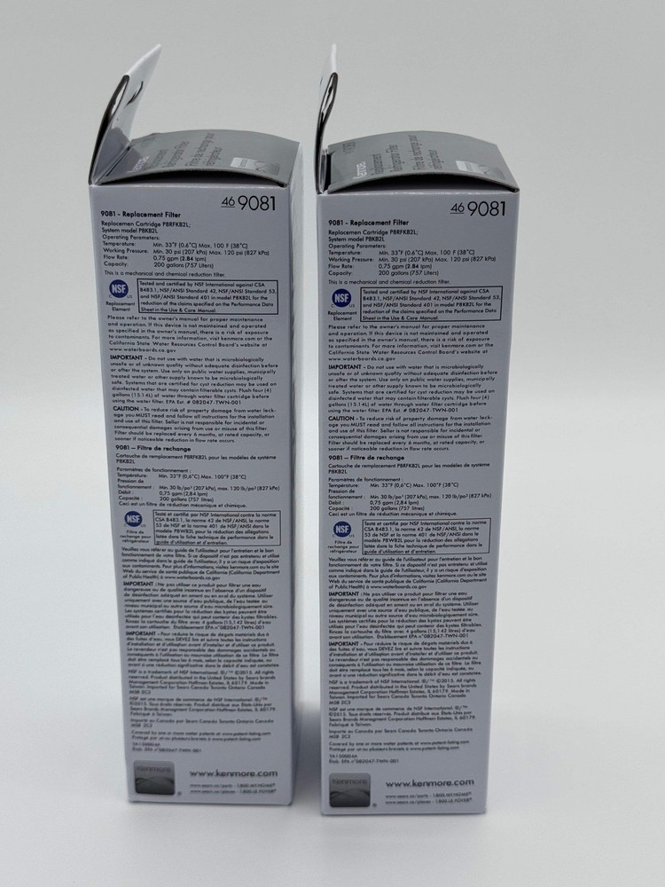 2-PACK Kenmore 9081 Refrigerator Water Filter 46-9081