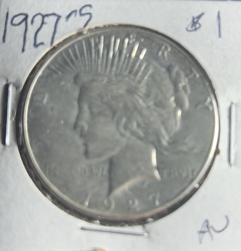 1927-S Peace Silver Dollar AU nice S coin
