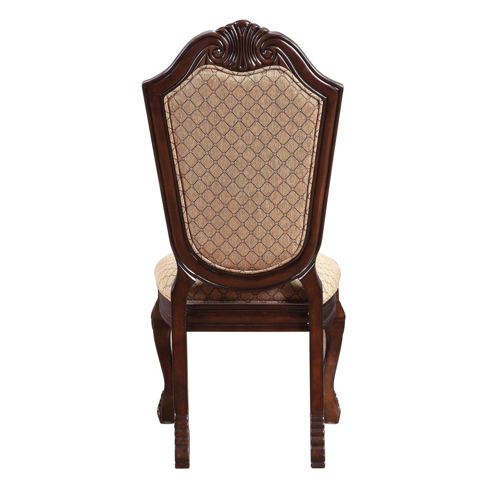Beige and Espresso Solid Back Side Chairs