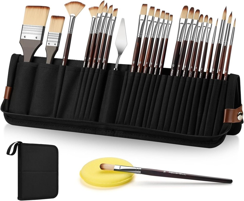REDSHELL 26PCS Paint Brush Set – Professional Artist Brush Kit