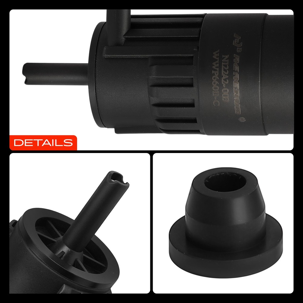 Windshield Washer Pump with Rubber Grommet for Peterbilt Conventional 370 330