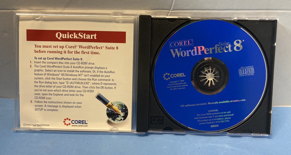 Corel WordPerfect Suite 8.0 Installation CD Only