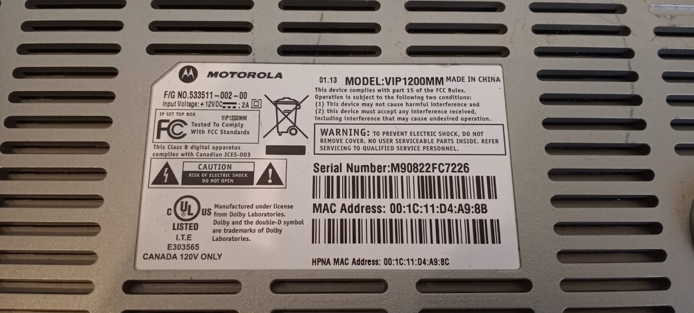 Motorola VIP 1200 Cable/Satellite Box