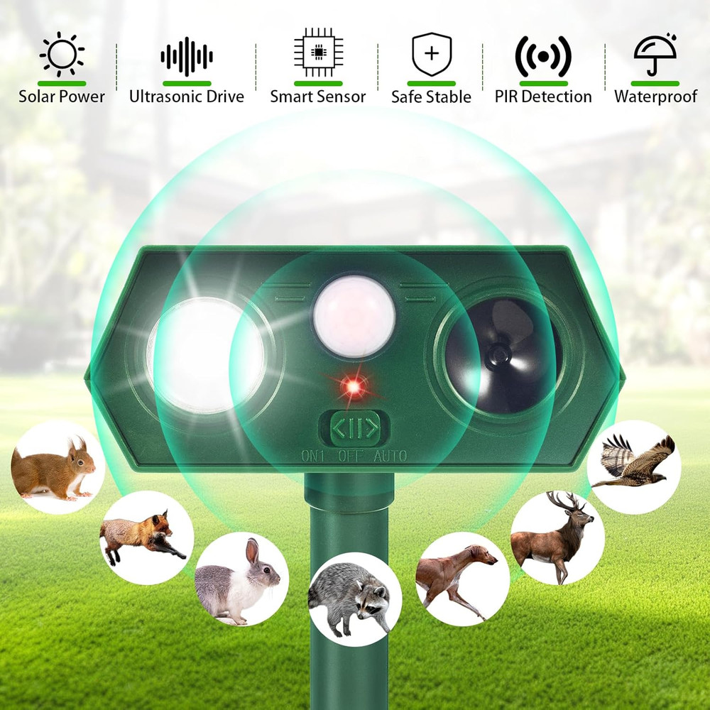 2026 Solar Animal Repellent with Motion Sensor & Light, 2 Pack