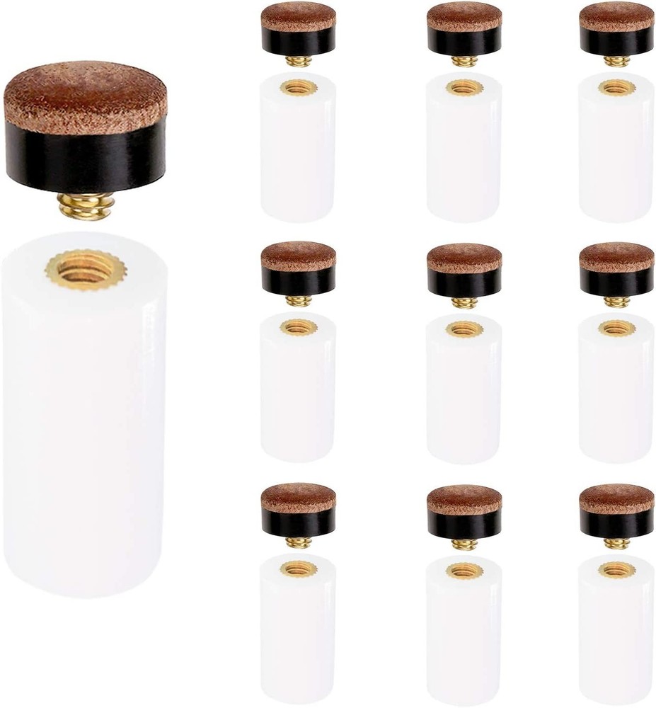 Pool Cue Tip with Ferrules Brown White Screw-on 100 tips 60 ferrules