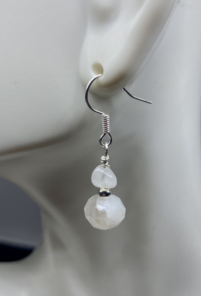Blue Moonstone Genuine Stone Handmade Earrings
