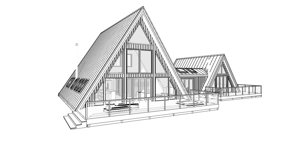 80'x60' Double A-Frame 4 Bed, 3 Bath Architectural Build Plans PDF Download