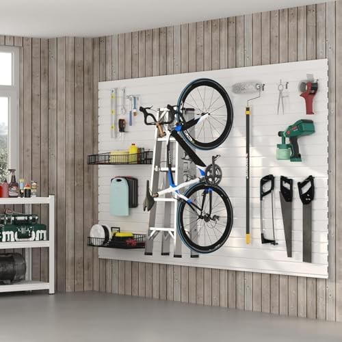 Slatwall Panel Wall Storage Systems, 4x8 ft Slat Wall Paneling Garage White
