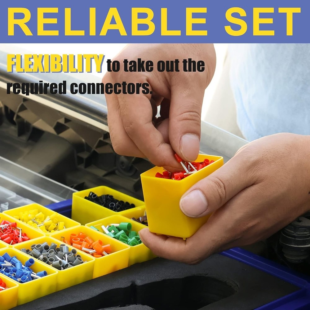 Professional Ferrule Crimping Tool Kit with 2500 Terminals & Wire Stripper