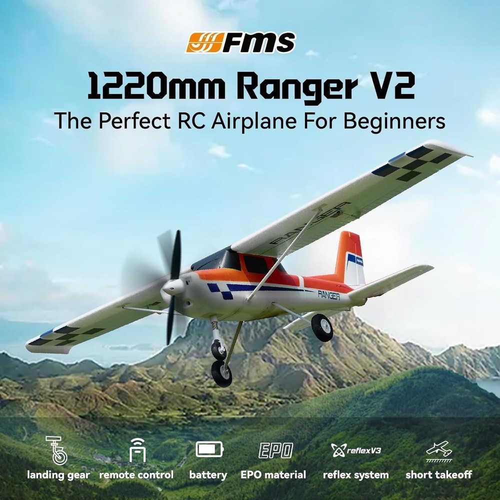Fms Rc Planes for Beginner 1220mm Ranger Reflex V3 Red Remote Control Airplane