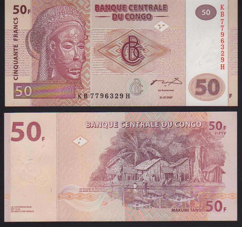 Congo, D.R. 50 Francs 2007 P97 Mint Unc