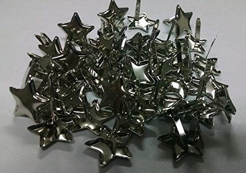 50pc Metallic Silver Star Brads