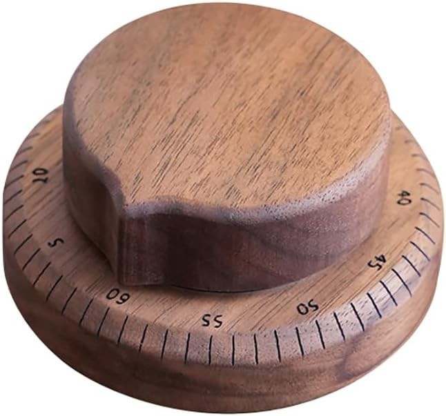 [Mechanical, Battery-Free] Black Walnut Wood Kitchen Timer, 60-Minute Analog