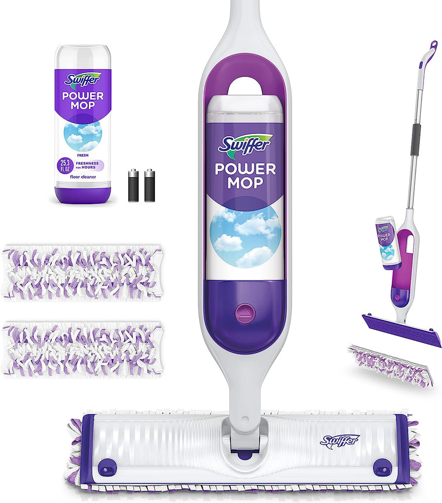 Multi-Surface Mop Kit w/ Powermop, 2 Pad Refills, Cleaning Solution & 2Batteries