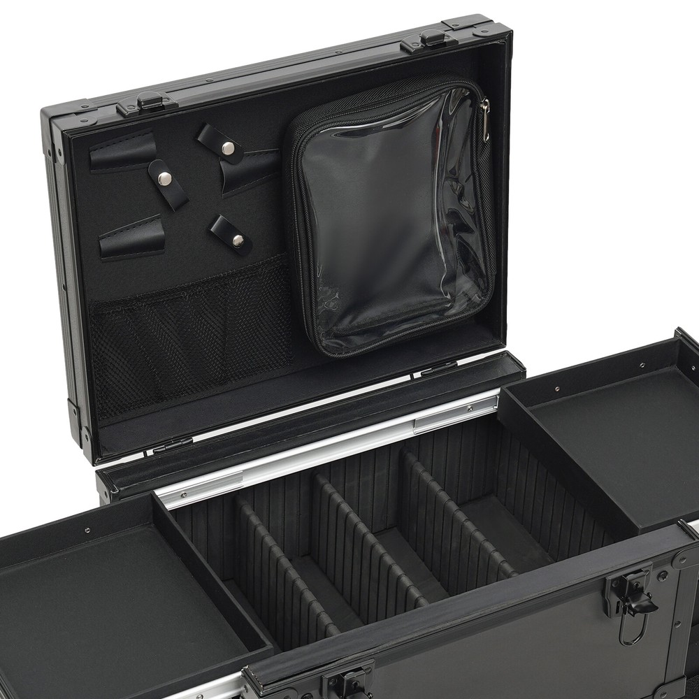 Rolling Makeup Train Case Cosmetic Trolley Travel Makeup Storage Organizer Black