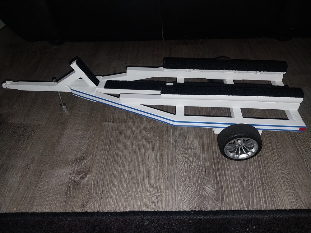 White Enamel Radio Control Boat Trailer Static Display Functional Trailer
