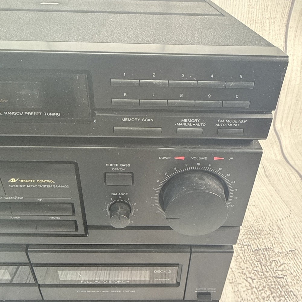 Vintage Panasonic Compact Audio System SA-HM32 Dual Cassette Player Remote Works
