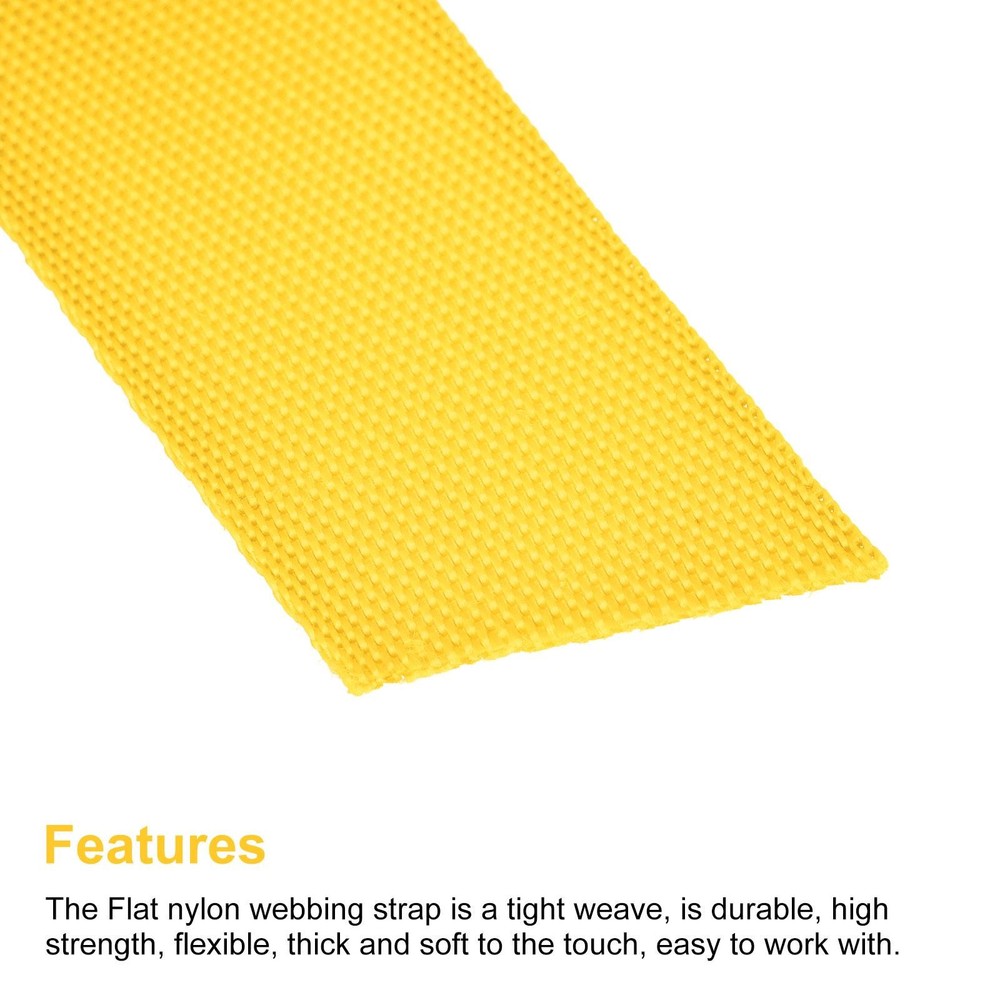 Flat Nylon Webbing Strap 1 Inch 4 Yards Yellow for Backpack, Luggage-rack