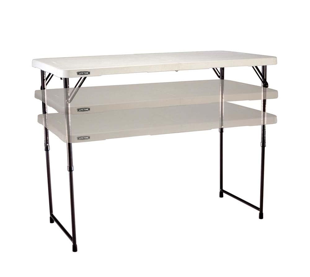 Fold-in-Half Adjustable Folding Table, 4 Foot