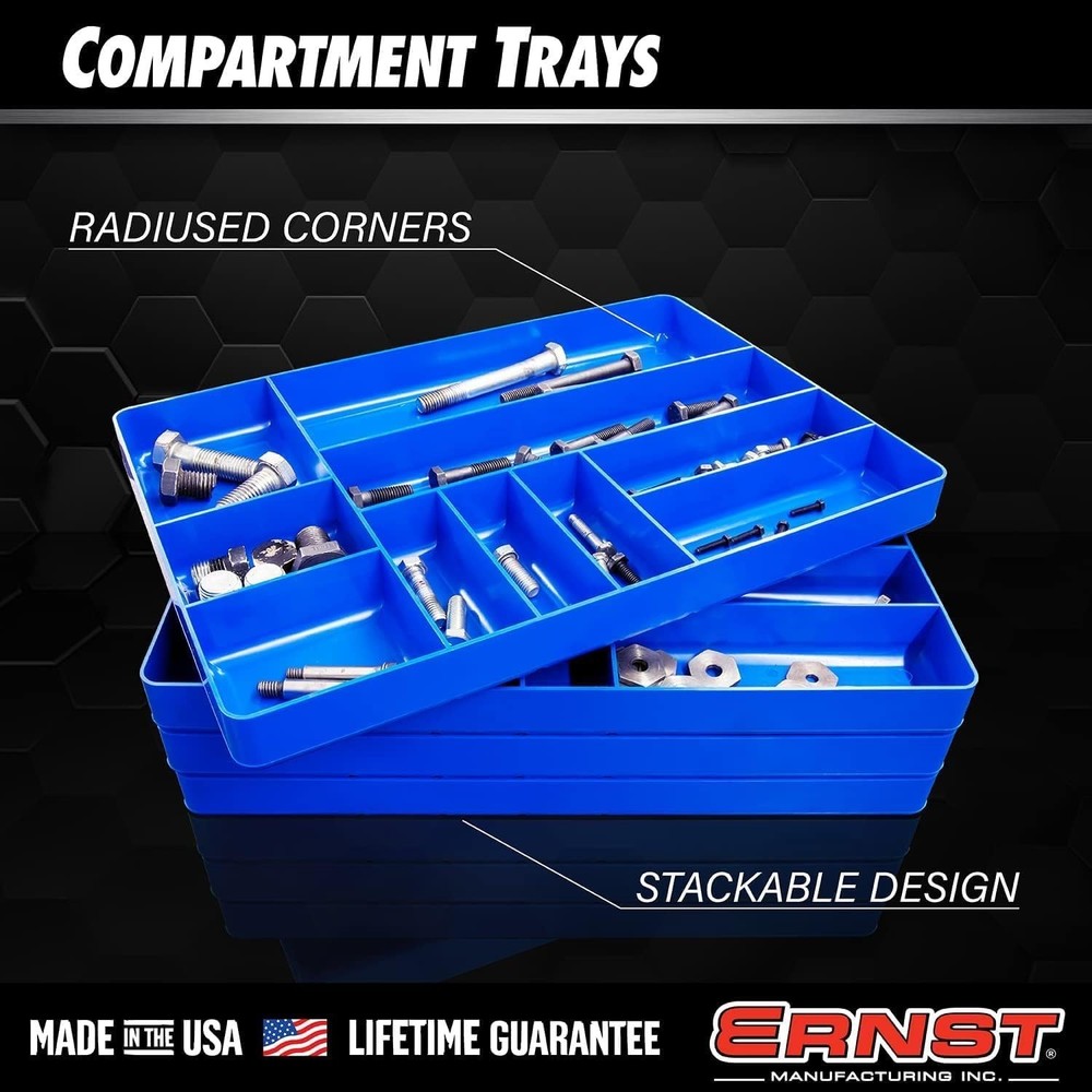 10-Compartment Red Drawer Organizer - Stackable Heavy-Duty Tool Storage