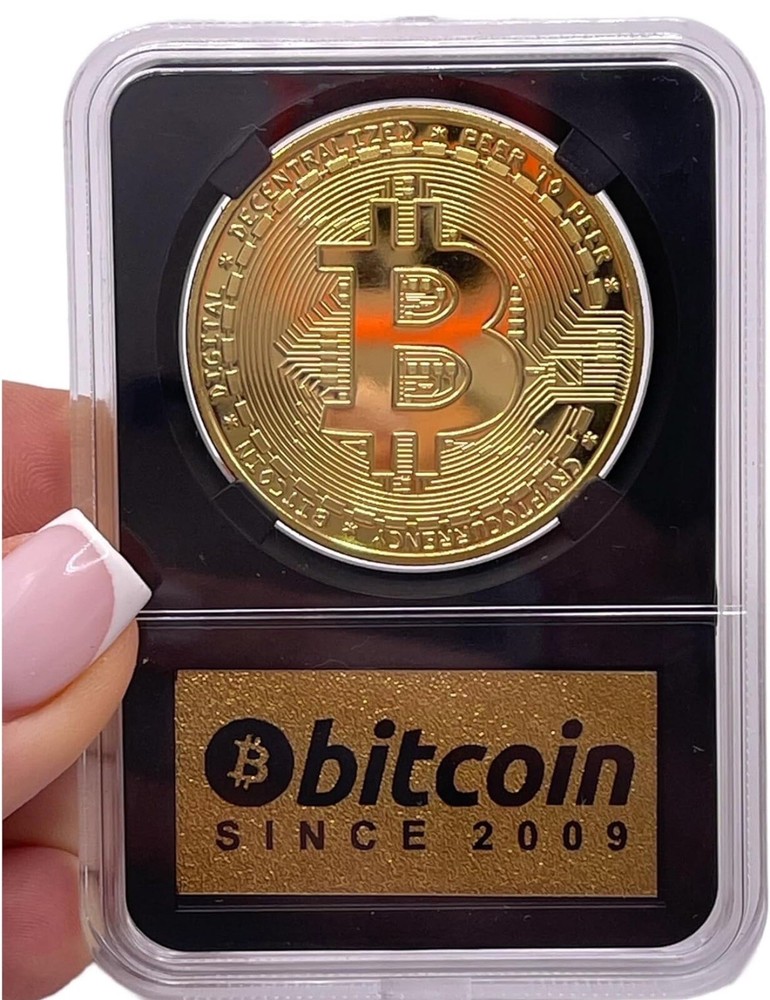 Bitcoin Coin Souvenir In Clear Plastic Protective Case Christmas Gift Boss Gift