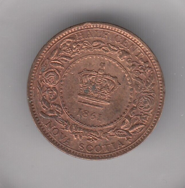 1861 Nova Scotia Half 1/2 Cent Coin