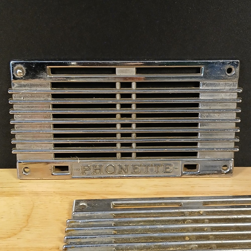 1940's? Pair Chrome Deco -PHONETTE- Intercom Telephone System Speaker Grill