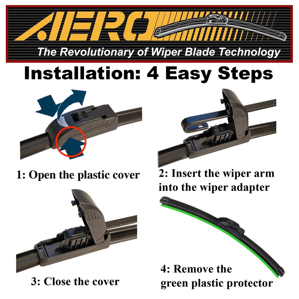 AERO Voyager 26" + 24" Windshield Wipers, 26"+24" (Pair for Front Windshield)
