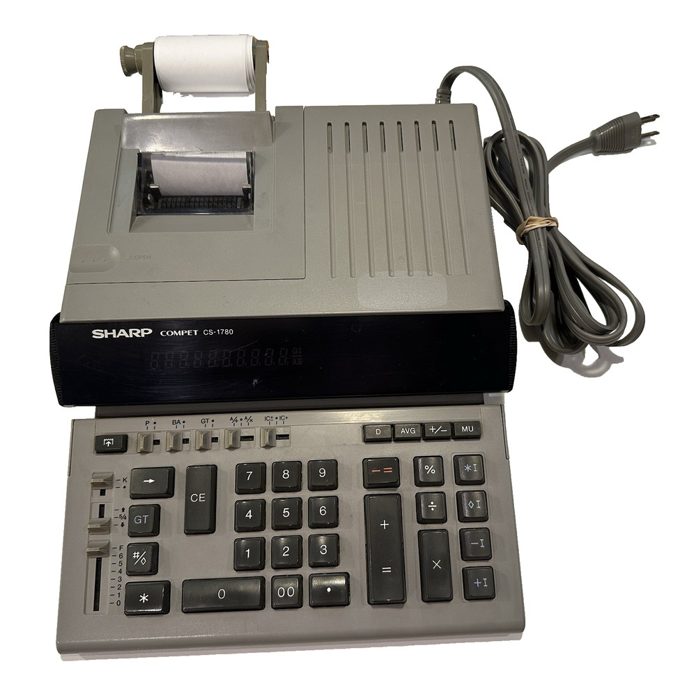 Vintage Sharp Compet CS-1780 Digit Electronic Receipt Printing Calculator Tested