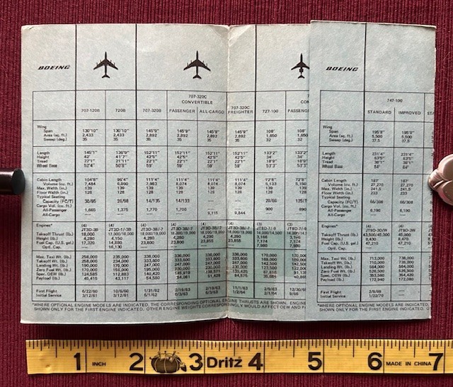 Boeing Jet Characteristics Mini Brochure 1970