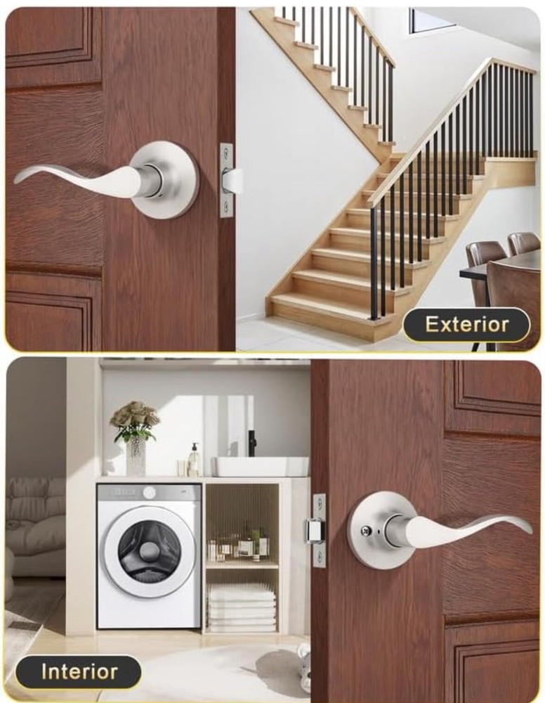 Pack Satin Nickel Modern Interior Passage Door Passage Function - Keyless 1