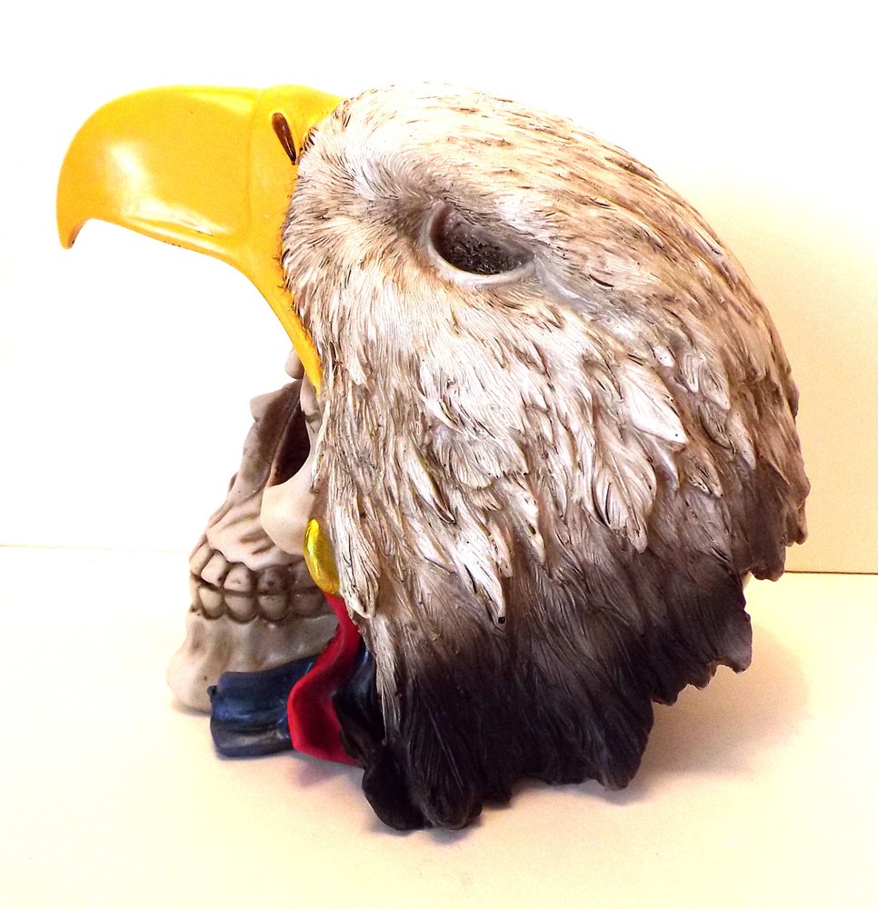 Skull with Eagle Hat Figurine Statue Skeleton Halloween